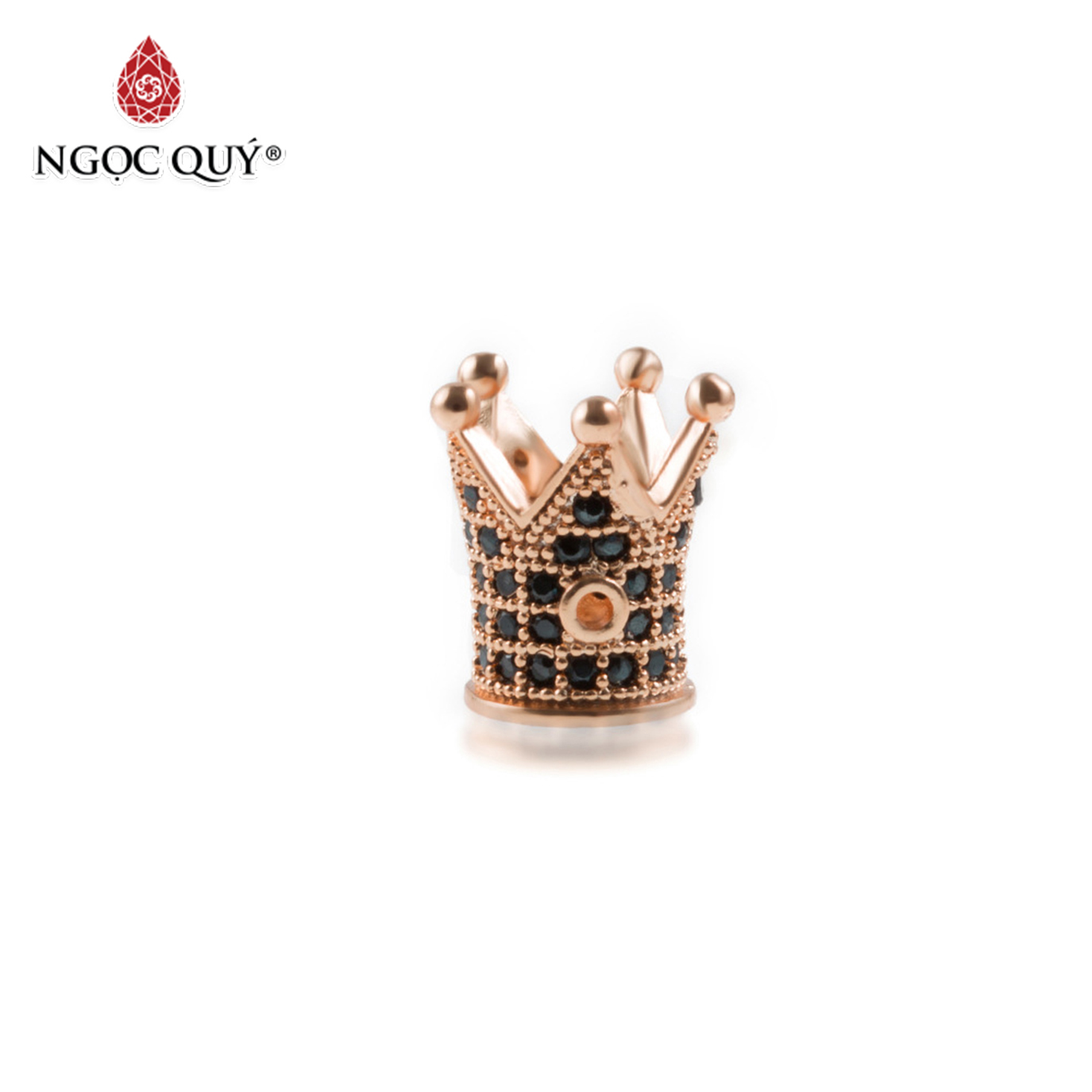 Combo 6 cái charm hợp kim vương miệng dài đính đá đen - Ngọc Quý Gemstones