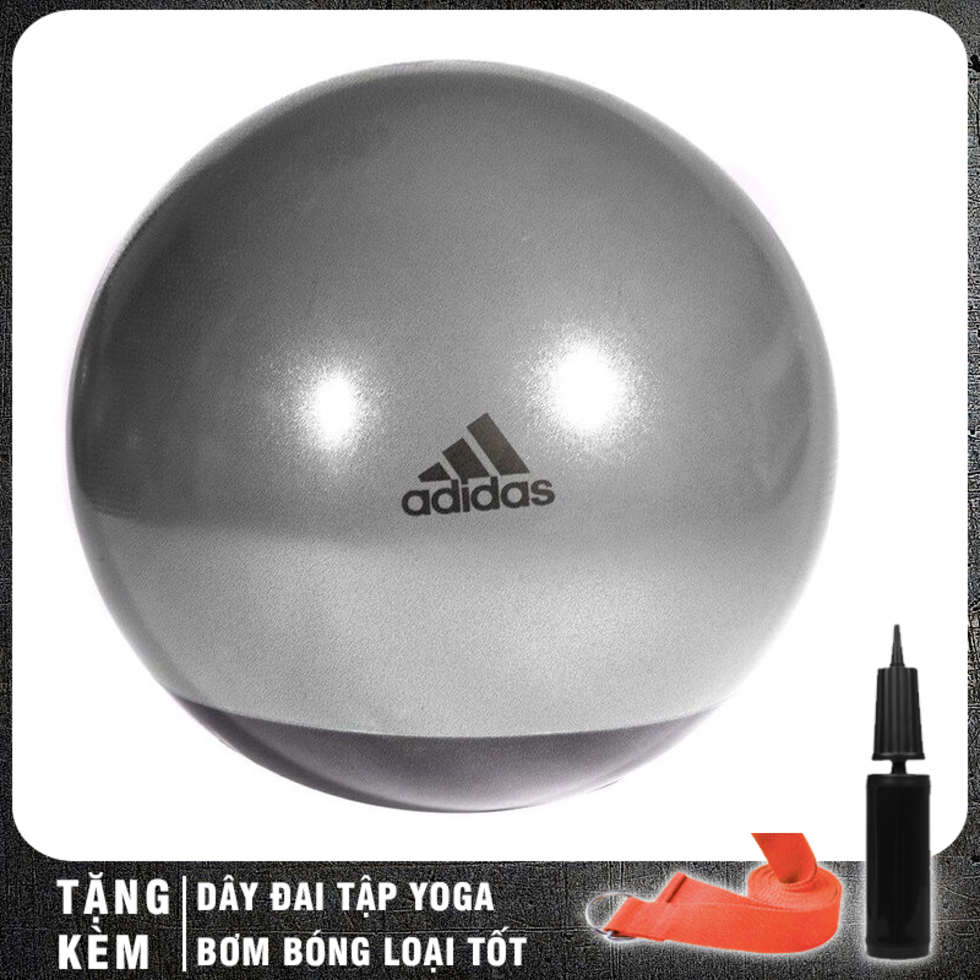 Bóng tập Yoga, tập Gym Adidas 65cm Premium (Tặng kèm Bơm Bóng + Dây Đai Yoga)