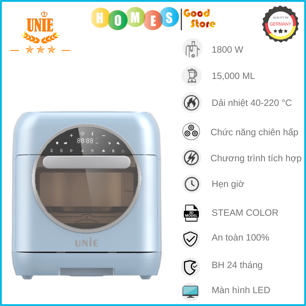 Nồi Chiên Hơi Nước UNIE STEAM COLOR Tiêu Chuẩn Đức Dung Tích 15 Lít Công Suất 1635 W - Hàng Chính Hãng