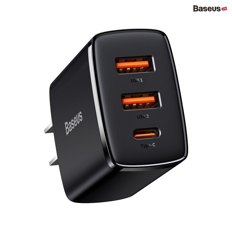 Củ sạc nhanh Baseus Compact Quick Charger 30W 2x USB  Type C hàng chính hãng - Màu Đen