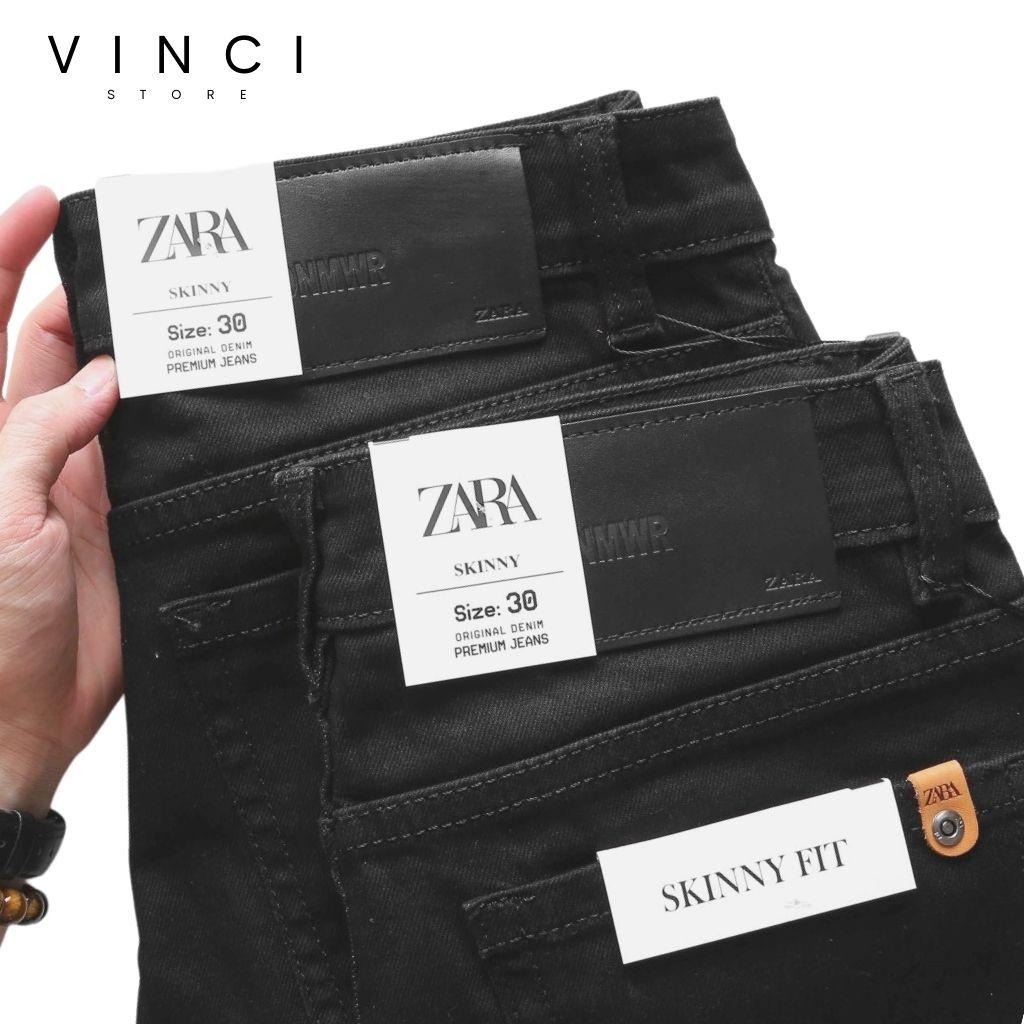 Quần Jean Nam Đen Trơn Skinny & Slim Fit Ống Côn Co Dãn Tôn Dáng