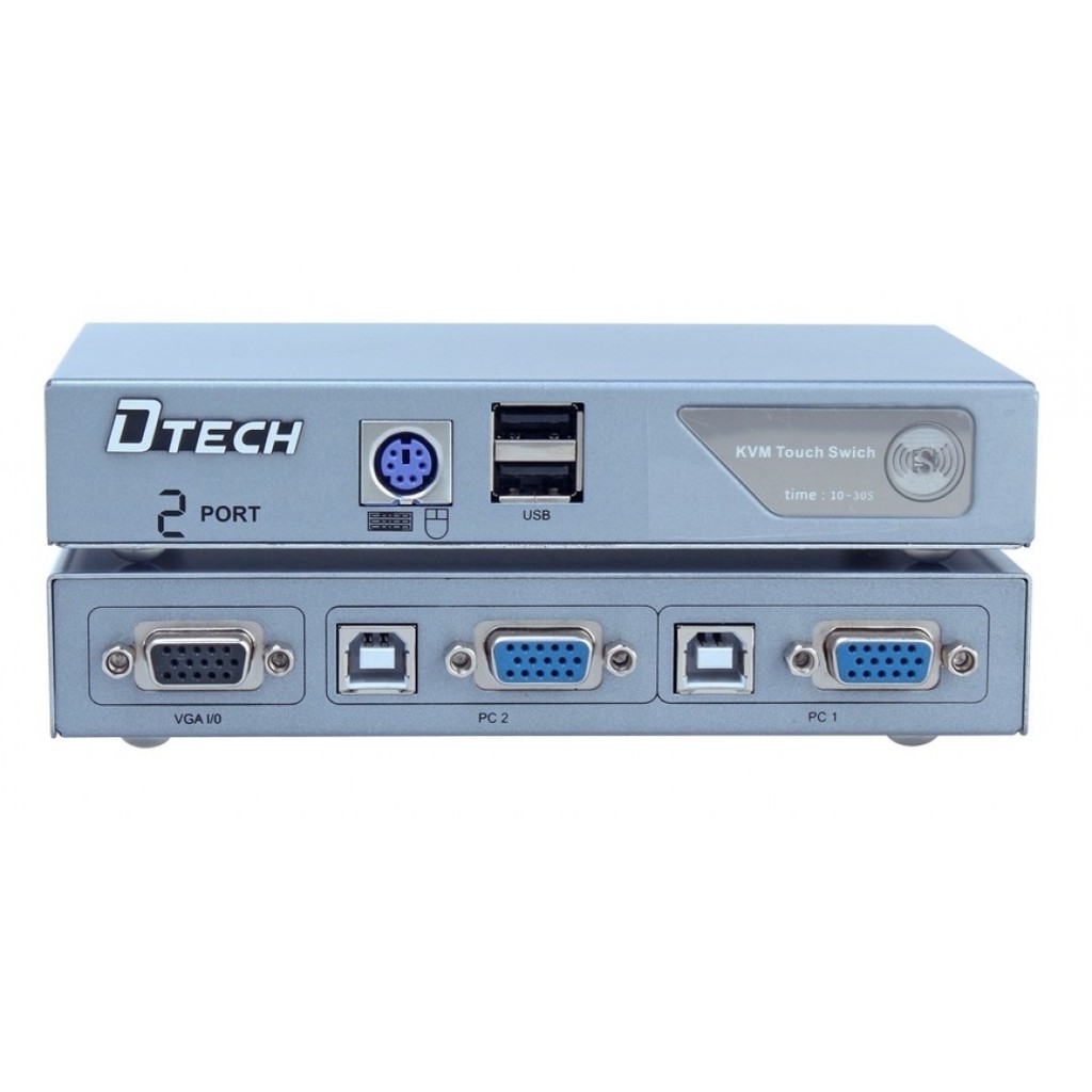 BỘ CHUYỂN NHIỀU CPU XÀI CHUNG 1 MÀN HÌNH DATA VGA KVM DTECH 500MHZ 2 CPU DT 8021 , 4 CPU DT 8041-hàng chính hãng