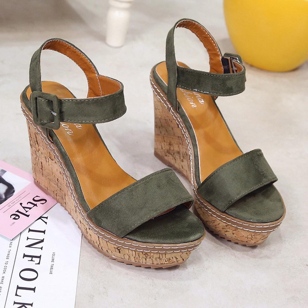 Sandal nữ đế xuồng da lộn 10 phân (mã 1906- sandal xuồng)