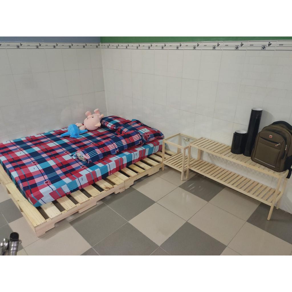 Giường Pallet Gỗ Thông/ Giường Gỗ Cho Homestay Hàng Chuẩn 1m - 1m8