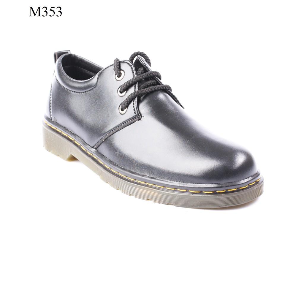 Giày Boot Nam Ngắn Cổ Da Trơn Đen Đế Có Khâu Chắc Chắn - M353-DEN