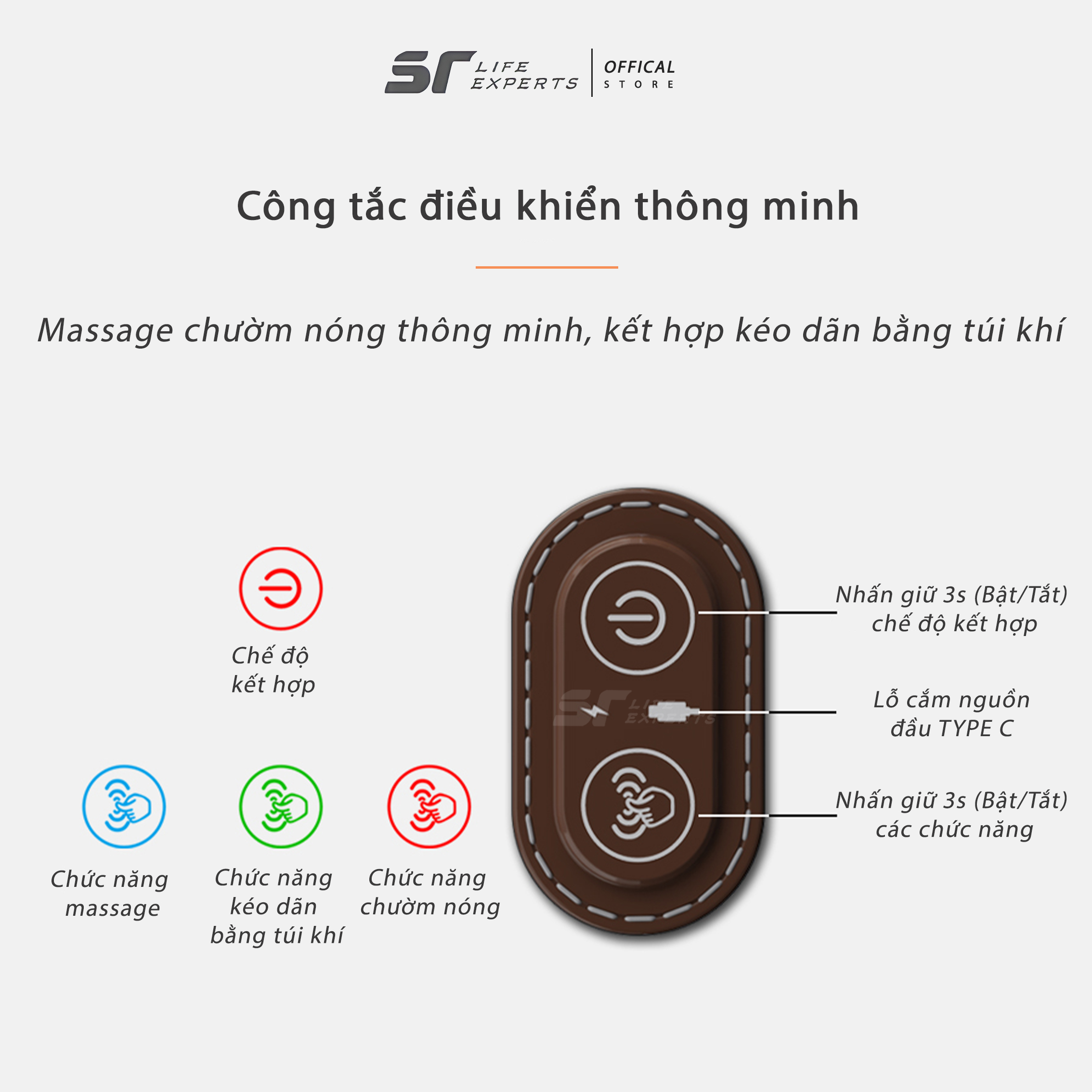 Gối Kê Đầu Massage Túi Khí Kéo Dãn, Tích Hợp Chườm Nóng Công Thái Học, Giảm Đau Mỏi Cổ Vai Gáy - Sairui