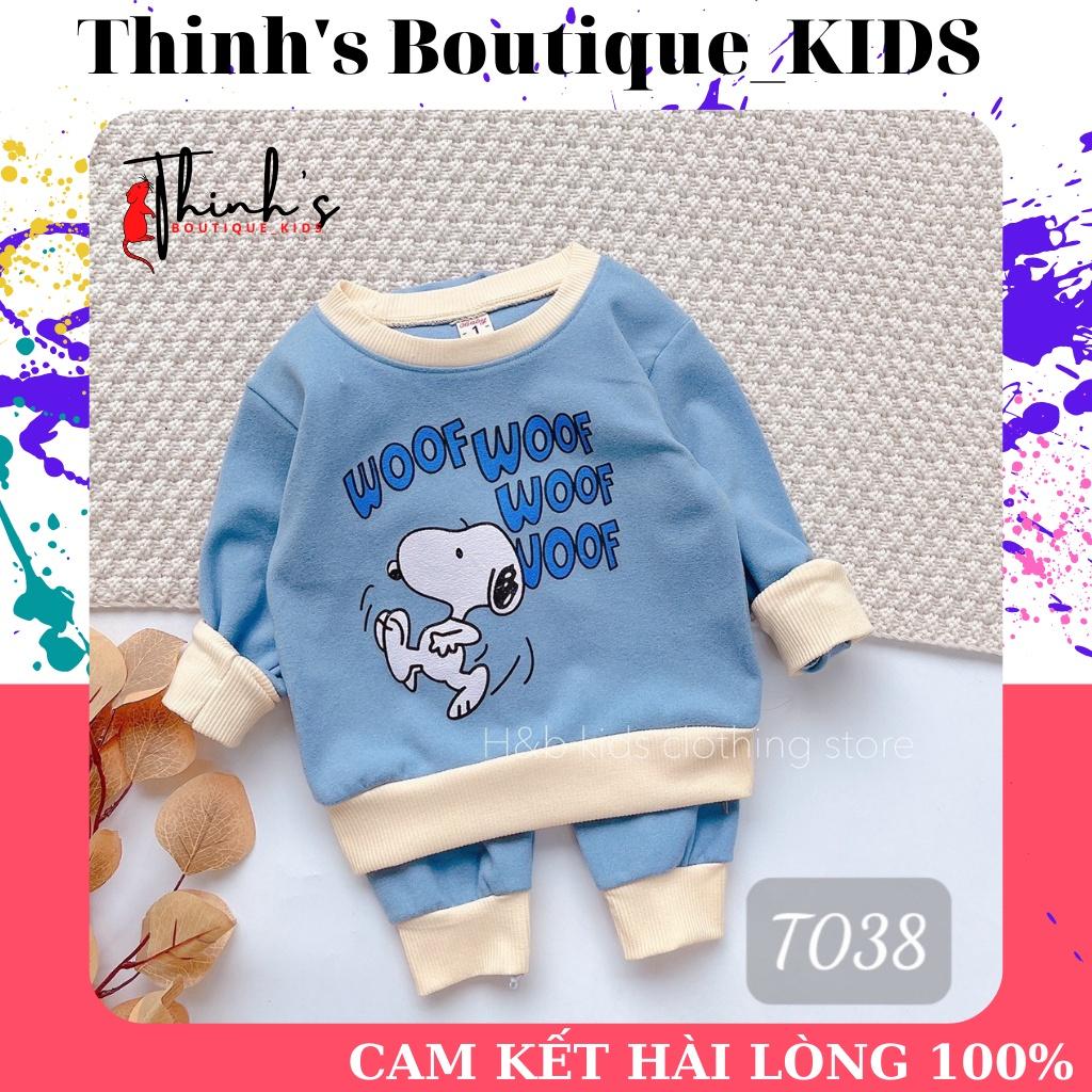 Bộ quần áo trẻ em vải nĩ mỏng, Bộ quần áo thu đông cho bé