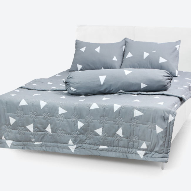 Bộ Drap kèm mền 100% Cotton cao cấp có đủ size - HT tam giác xám