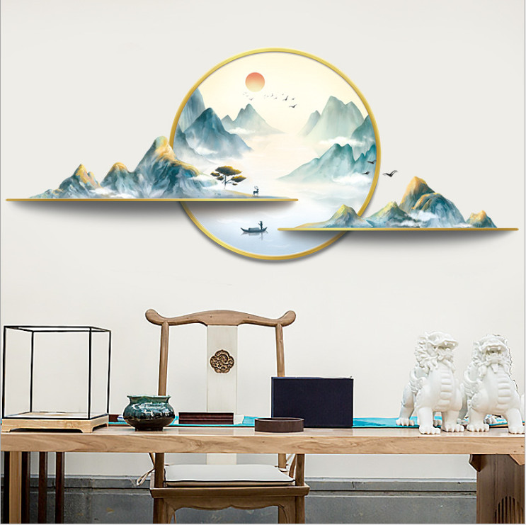 Decal dán tường tranh phong cảnh Sông núi 3D trang trí nhà cửa siêu đẹp, sáng tạo, sang trọng DKN147 (56 x 133 cm)