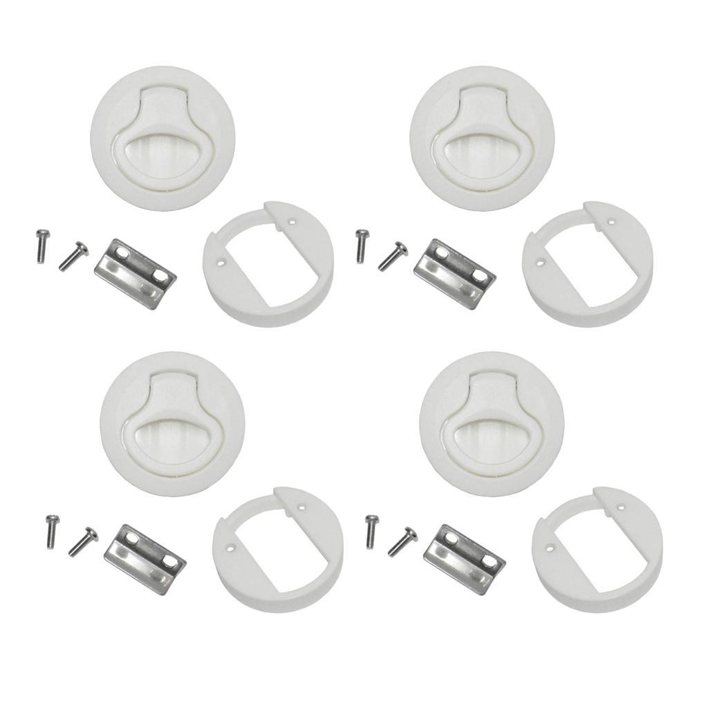 4x 2" Nylon Round Flush Pull Hatch Latch Latch for RV Marine Boat White