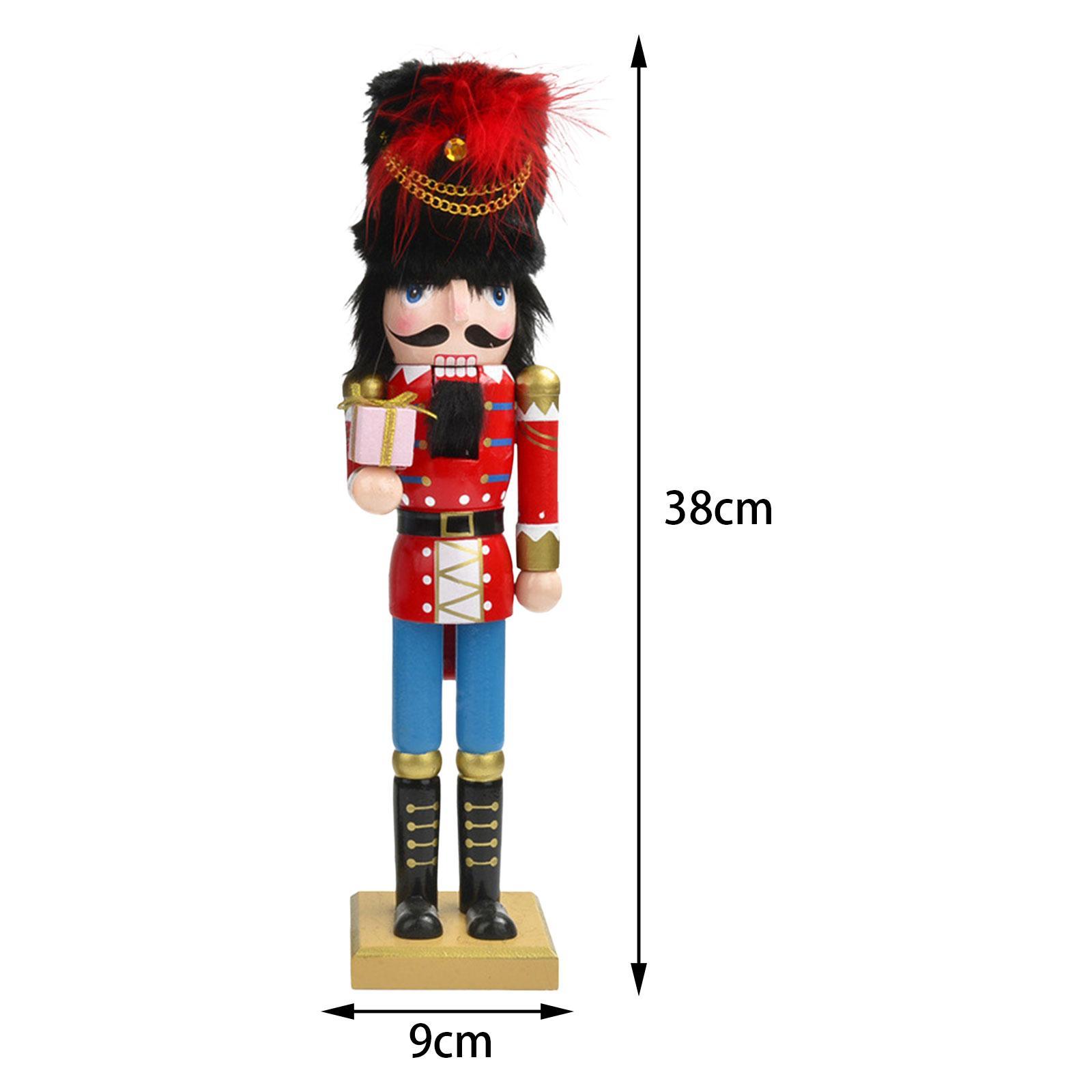 Christmas Nutcracker Figurine Ornament 15inch Decoration Fine Workmanship Sturdy Decorative Wood Doll for House Warming Party