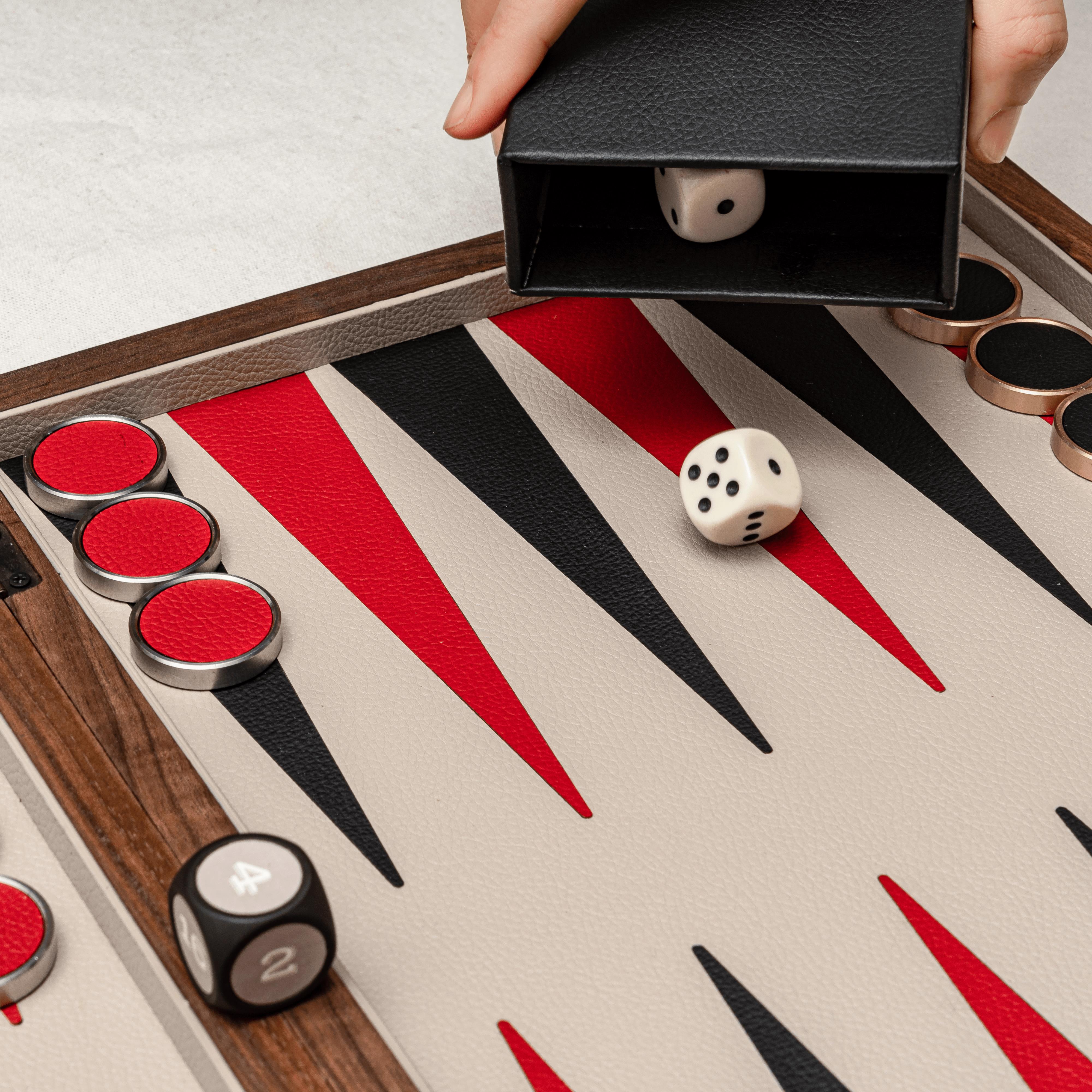 Bộ Cờ Backgammon Bàn Cờ Gỗ Phối Da Cao Cấp - Sang Trọng The Craft House