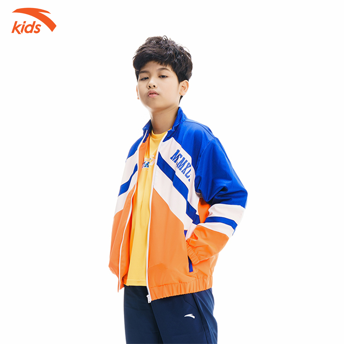 Áo khoác gió bé trai phối màu thời trang thương hiệu Anta Kids 352018201
