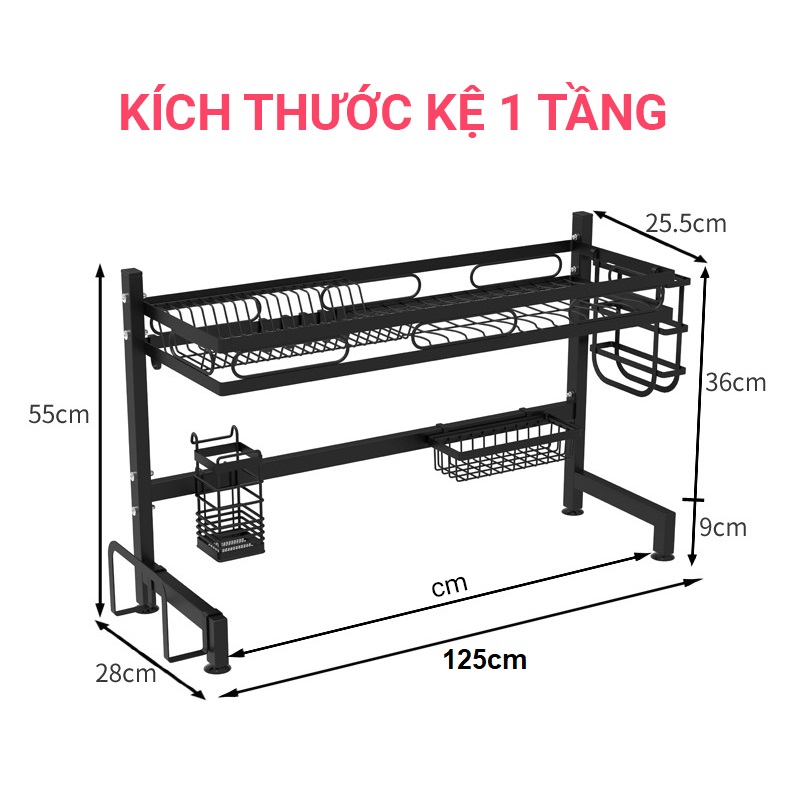 Dài 125cm kệ chén bát đa năng trên bồn rửa