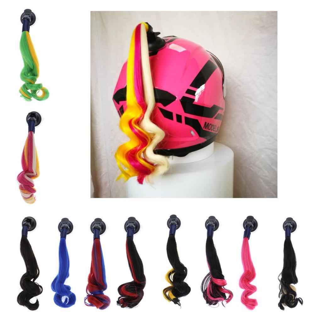 Helmet Braids Ponytail Motorcycle Helmet Curly Wig