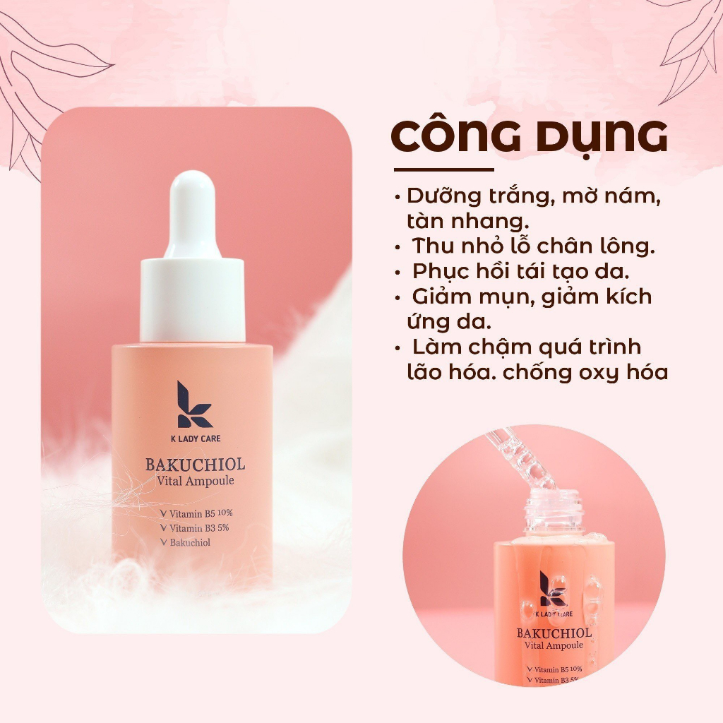 Tinh chất vitamin B3-B5 dưỡng trắng phục hồi da K Lady Care 50ml