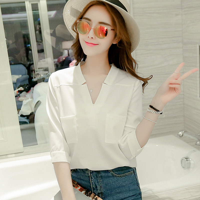 Áo sơ mi nữ cổ V thời trang công sở Haint Boutique HB166