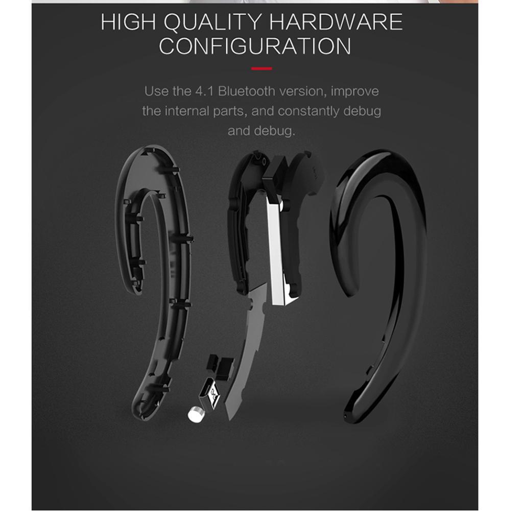 Mini Wireless Bluetooth Stereo Headset Ear-hook Earphone Non Earplugs Black