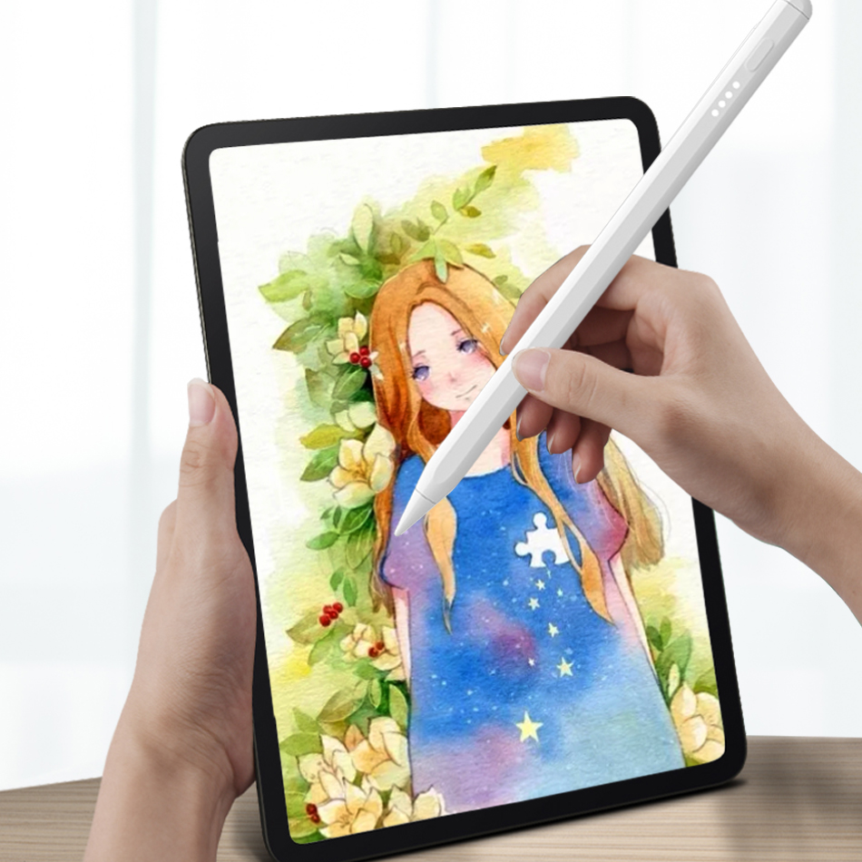 Bút Wiwu Pencil Pro 4 Đèn Led Dành Cho Ipad Có Chế Độ Tiết Kiệm Năng Lượng, Chống Tỳ Tay - Hàng Chính Hãng