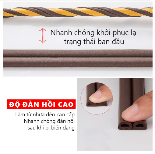 Gioăng, ron chữ D 3m dán khung cửa ngăn bụi, chống gió lùa, chống ồn, côn trùng dễ sử dụng GD733-RonDoi