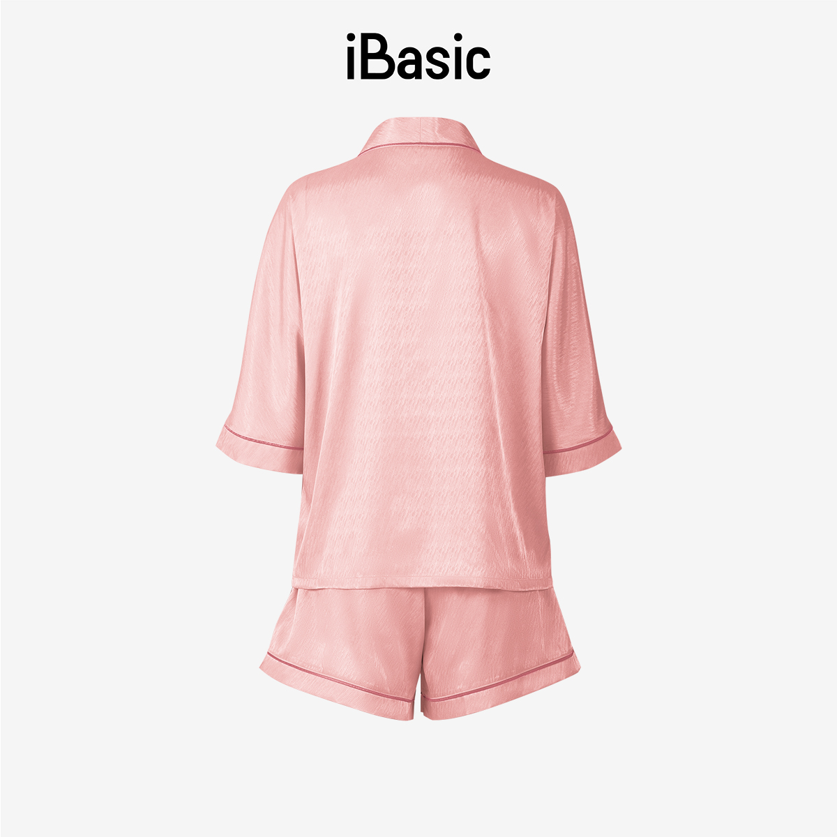 Đồ bộ mặc nhà nữ pyjama satin xước iBasic quần đùi áo tay lửng HOMW047