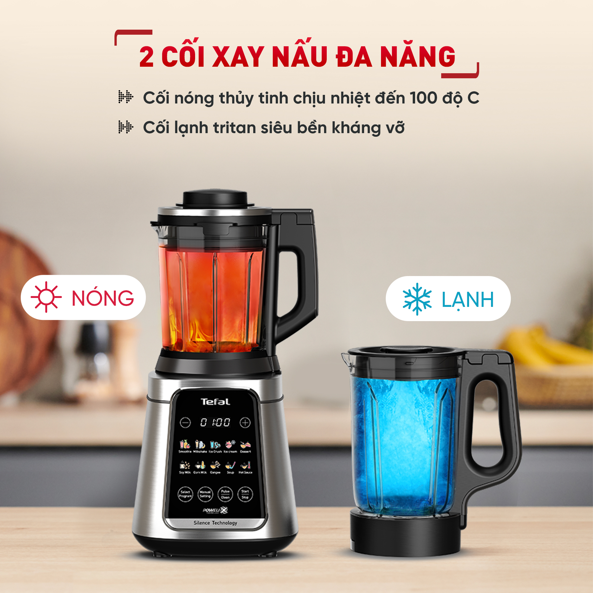 Máy làm sữa hạt, xay nấu đa năng chống ồn Tefal -  BL98SC66 2000W - Hàng chính hãng