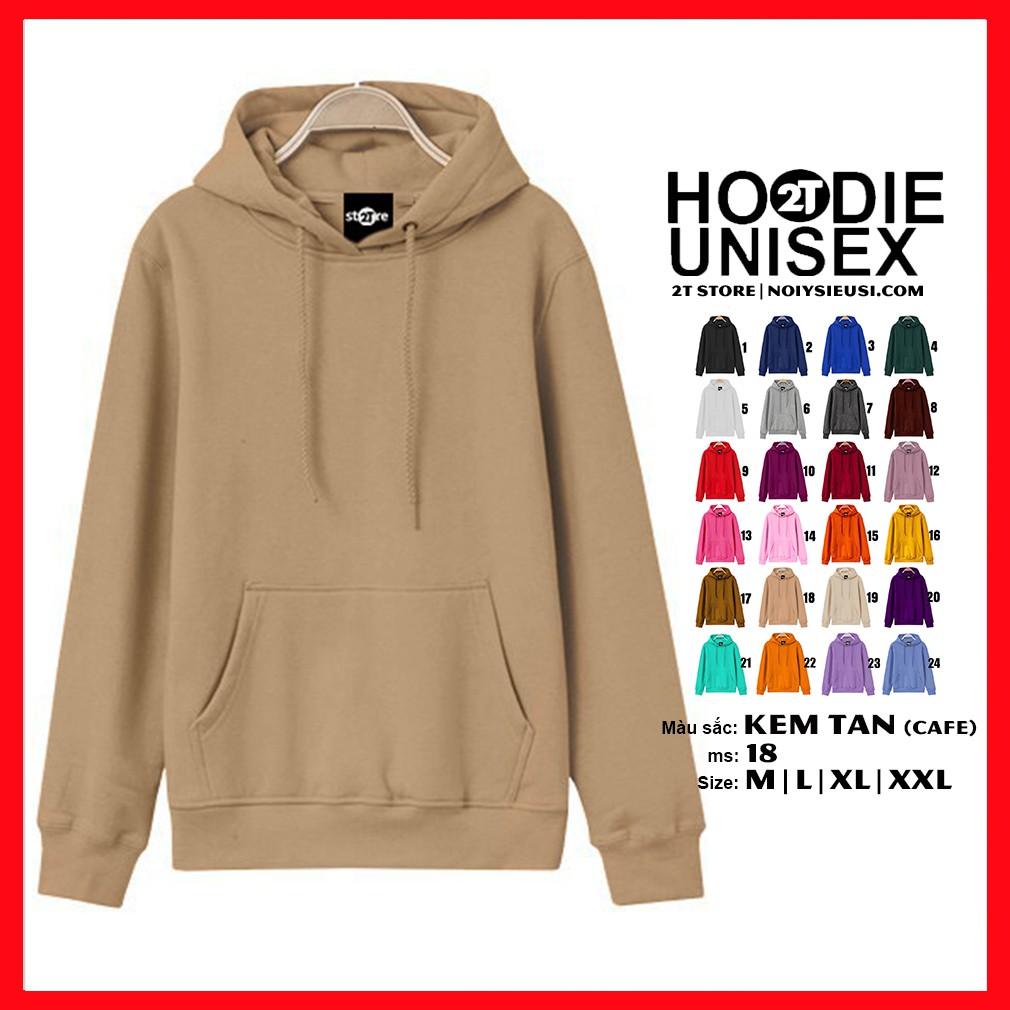 Áo hoodie unisex 2T Store H18 màu kem tan cafe