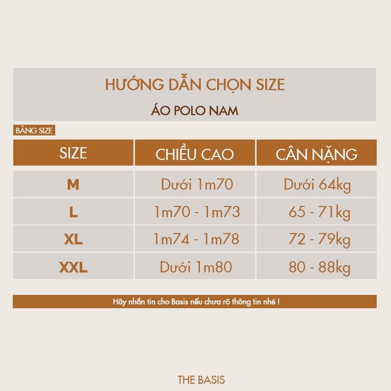 Áo thun Polo nam phối sọc BASIS, cotton cá sấu 100% cao cấp, Basis APL213