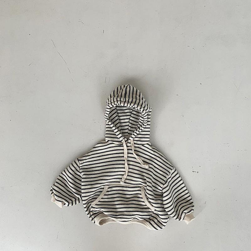 Trẻ Em Thường Quần Tây Nam In Sọc Áo Khoác Cho Bé Gái Bé Trai Quần Áo Thu Đông Hoodie Chui Đầu Trẻ Em Áo Nỉ Cao Cấp