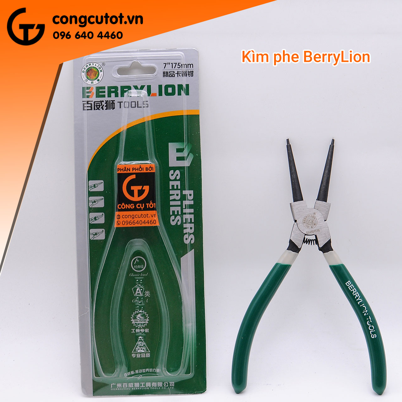 Kìm phe trong mũi thẳng Berrylion 175mm