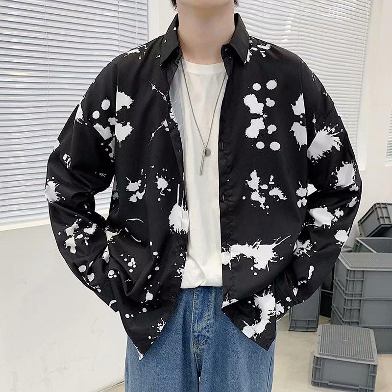 Áo Sơ Mi Tay Dài Họa Tiết In Thời Trang Phong Cách Cho Nam