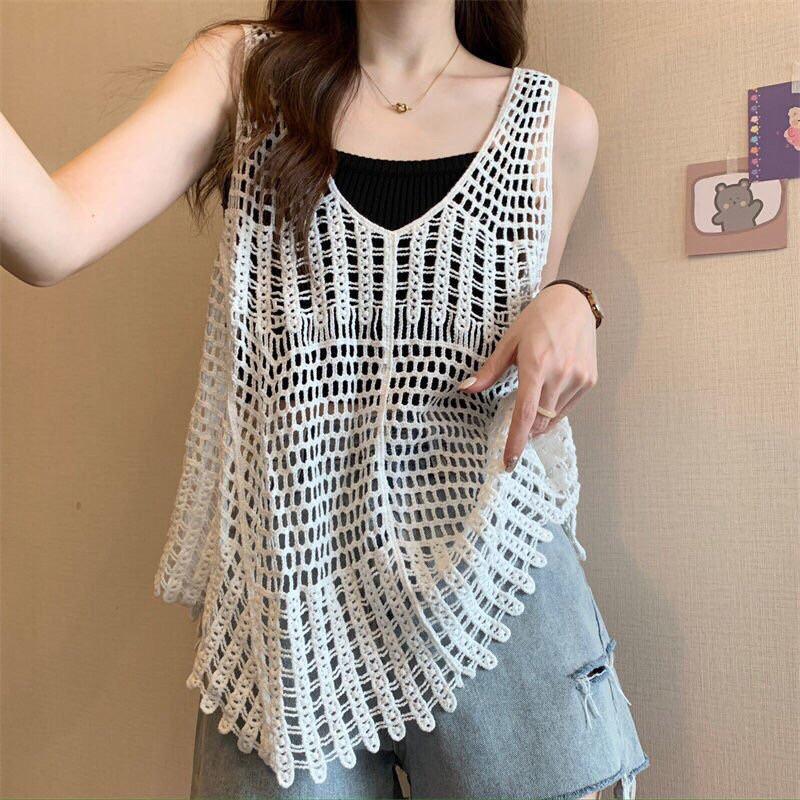 -Áo lưới ren móc nữ ba lỗ độc đáo phiên bản HQ