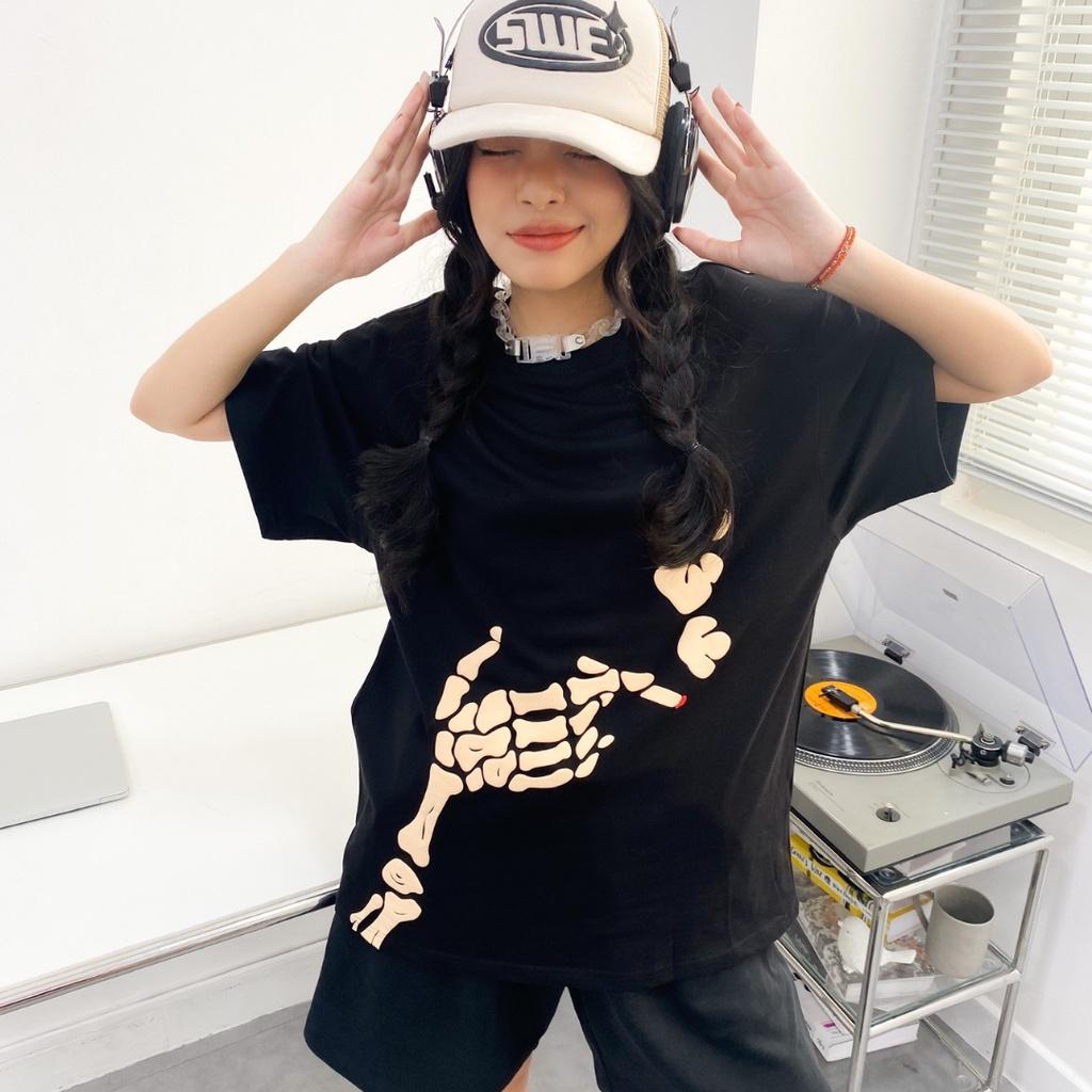 Áo thun SWE form rộng, tay lỡ SMOKED BONE TEE 100% cotton thoáng mát cao cấp, in lụa in hình độc lạ
