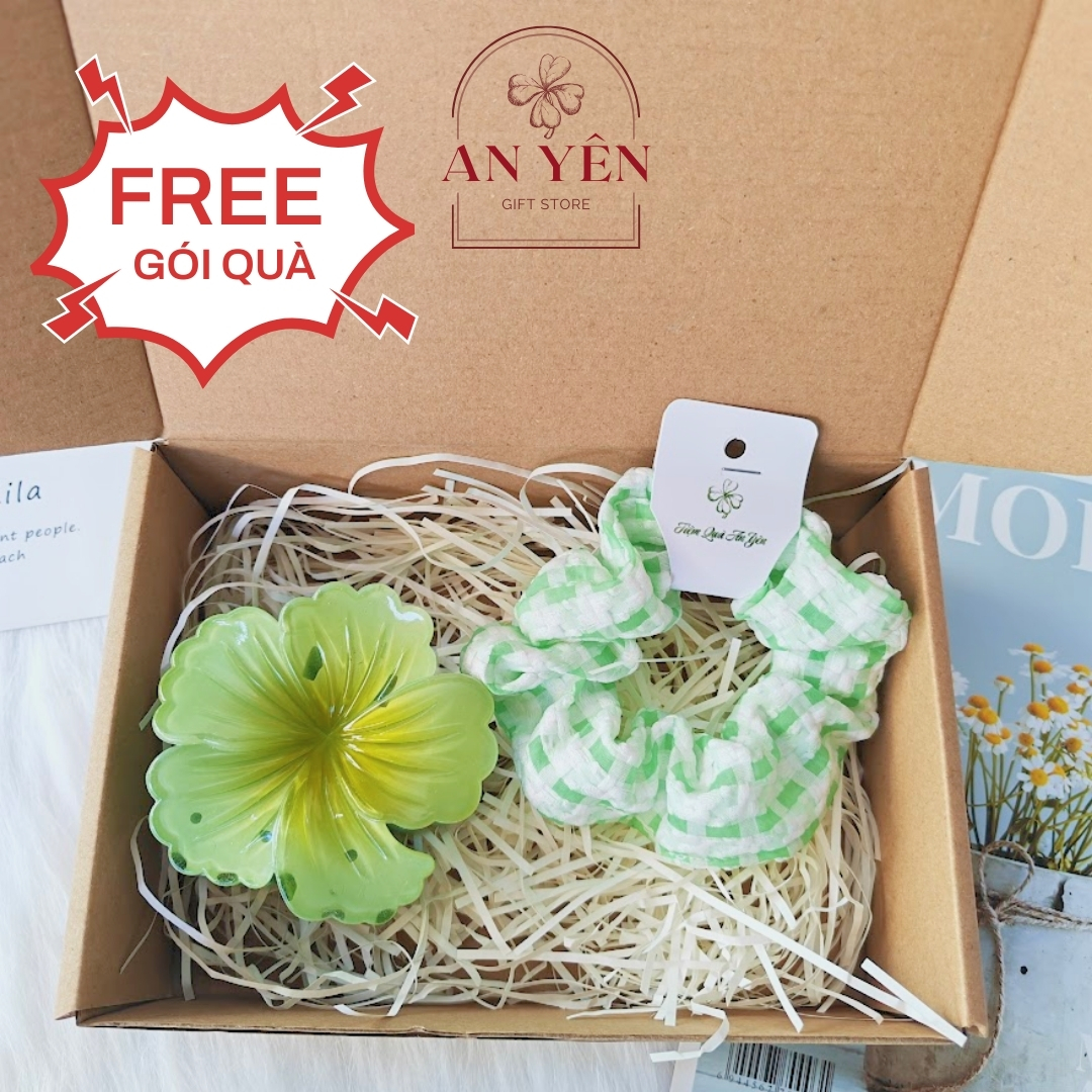 Set Quà Tặng Kẹp Tóc Hoa Mẫu Đơn và Dây Cột Scrunchies Nàng Thơ No.10 Tặng Sinh Nhật Bạn Gái Người Yêu 20/10 8/3
