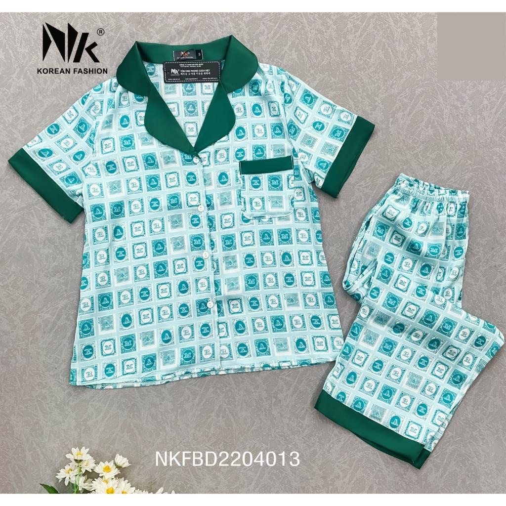 Bộ Đồ Pyjama Áo Cộc Tay Kết Hợp Quần Lửng NK Fashion Chất Vải Tuyết Lạnh Nhập Khẩu Cao Cấp Không Nhăn Xù NKFBD2204013