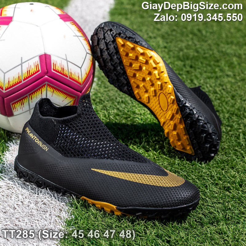 Giày đá bóng không cột dây sân nhân tạo cỡ lớn 45 46 47 48 cho nam cao to chân ú bè. Big size soccer shoes for wide feet