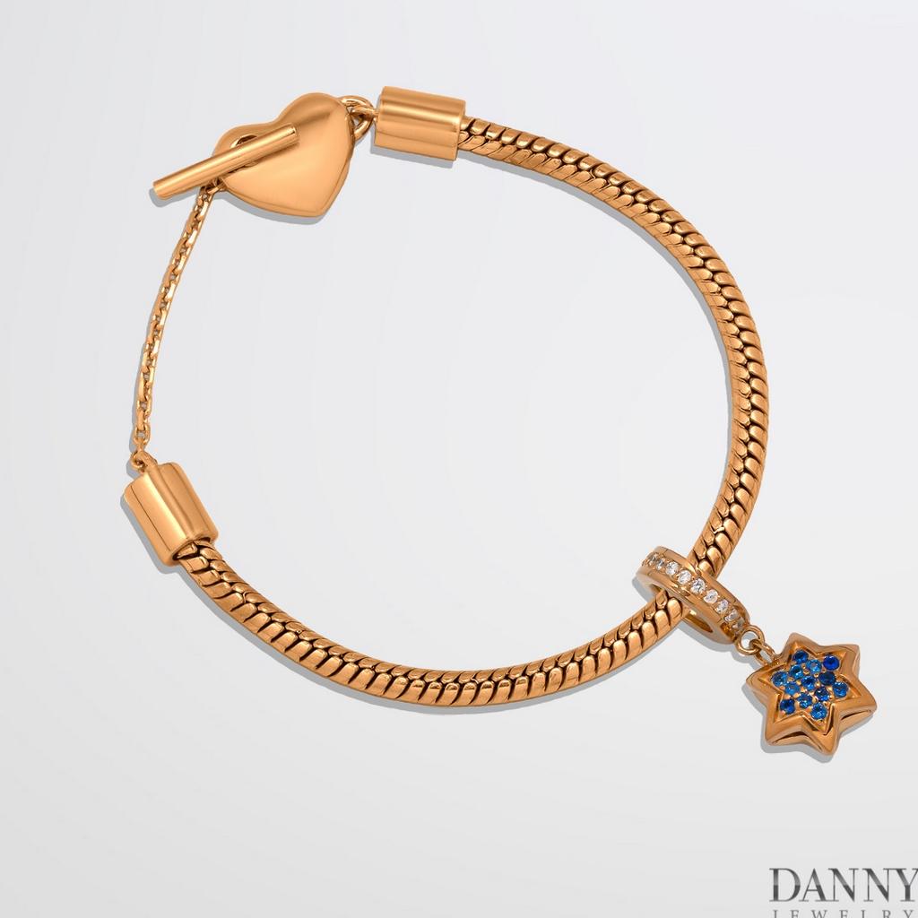 Charm Bạc 925 Danny Jewelry Biểu tượng Ngôi Sao Đính Đá CZ PK013S Xi Rhodium/Vàng hồng