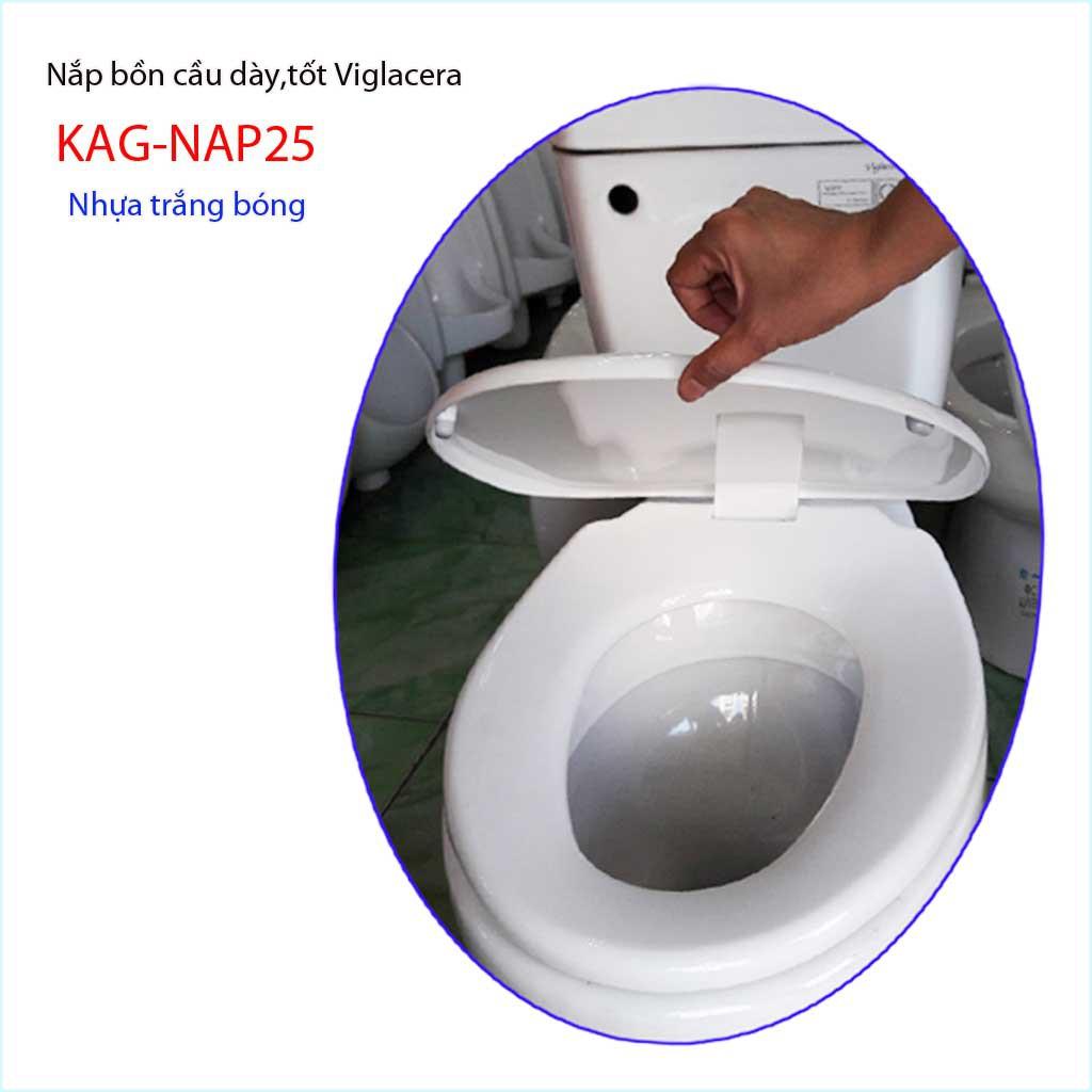 Nắp đậy bồn cầu Viglacera VI66-VI177, nắp bàn cầu cao cấp dày KAG-NAP25