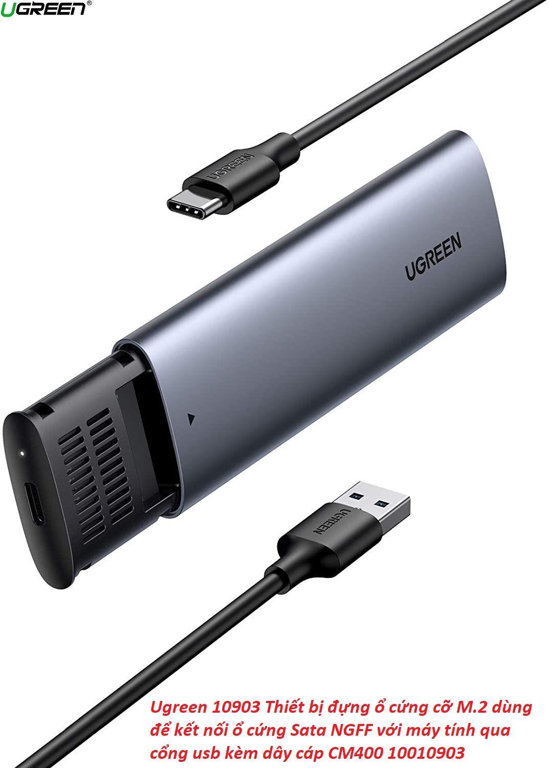 Ugreen UG10903CM400TK M.2 NGFF Usb type c Thiết bị đựng ổ cứng cỡ ssd dùng để kết nối ổ cứng Sata NGFF với máy tính kèm dây cáp - HÀNG CHÍNH HÃNG