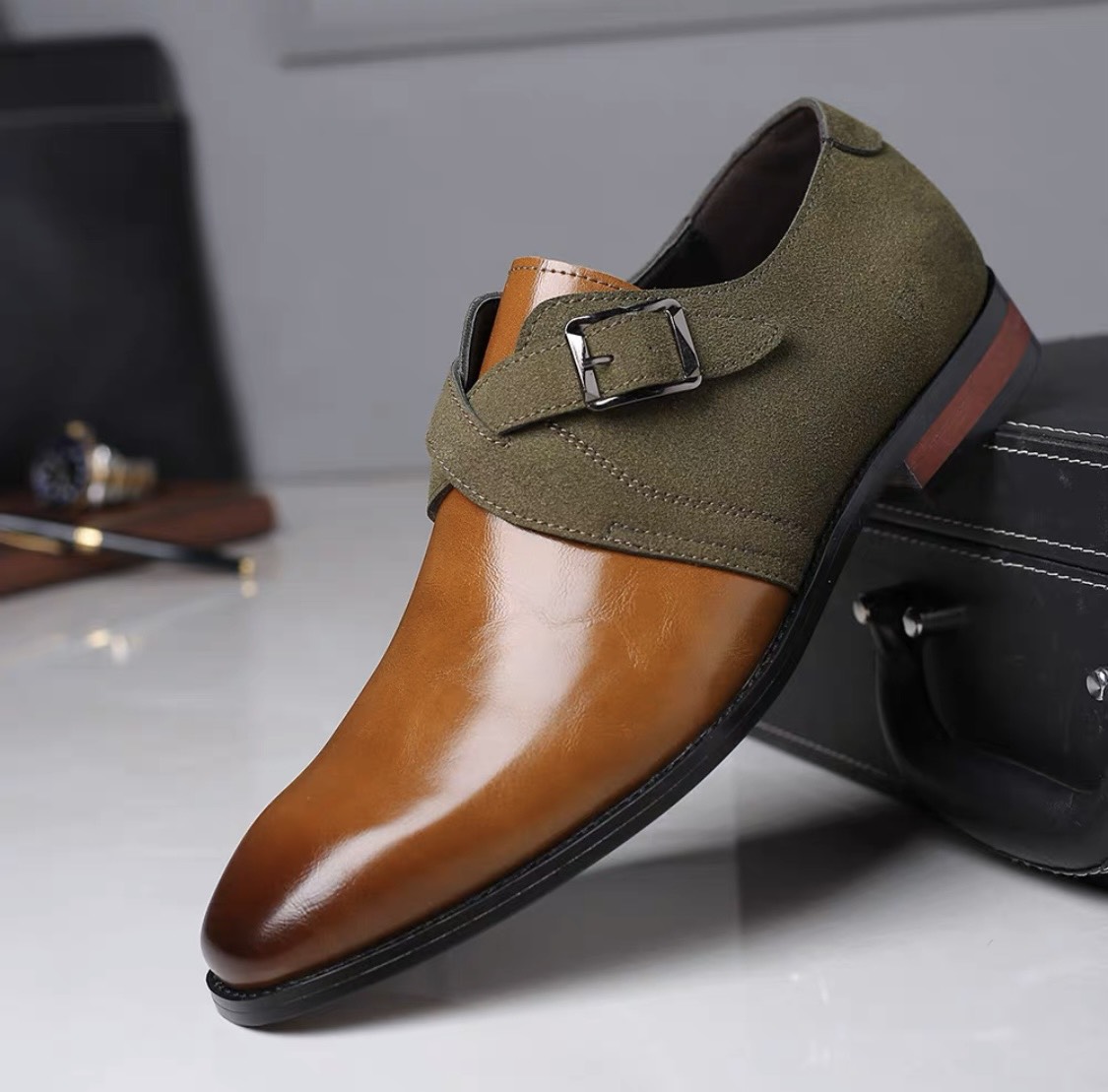 Giày Tây Nam Da Mềm, Đế Gỗ Cao Cấp - Special Monkstrap Phong Cách Lịch Lãm, Thanh Lịch - BRC112201