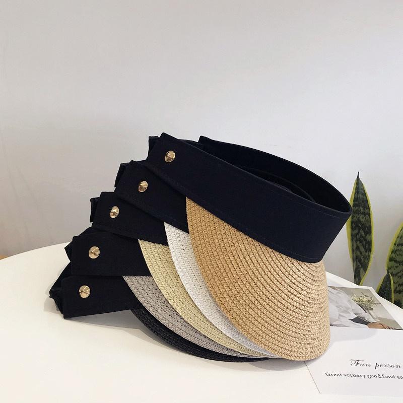 Fashion Women Empty Top Sun Visor Hat Magic Tape Summer Straw Hat Sun Visors Woman Hat Beach Caps Men and Women UV Protection