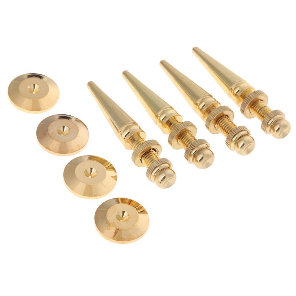 Set of 8 M8 Floor Speaker Subwoofer Stand Spikes Feet Shockproof Pads Gold