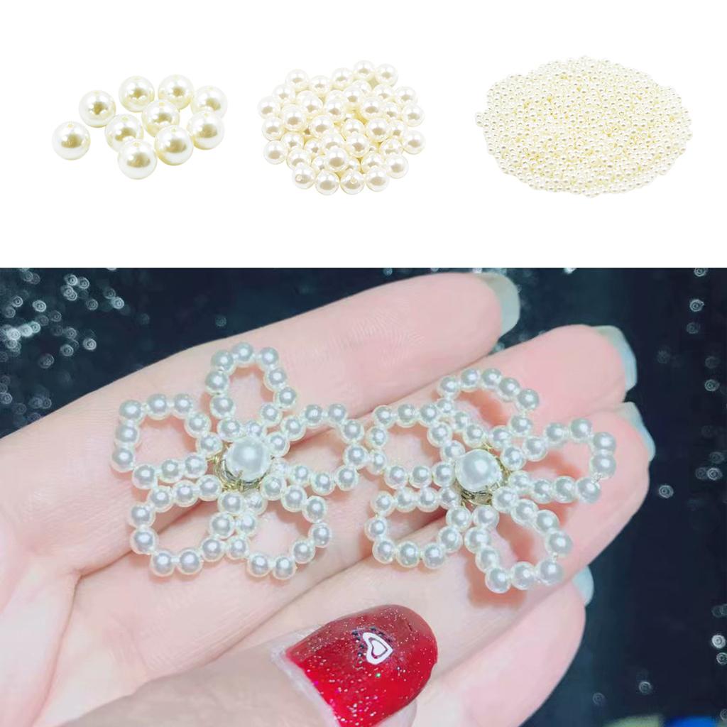 Round Plastic Pearl Spacer Loose Beads for DIY Craft Beige 1000 Pieces 3mm