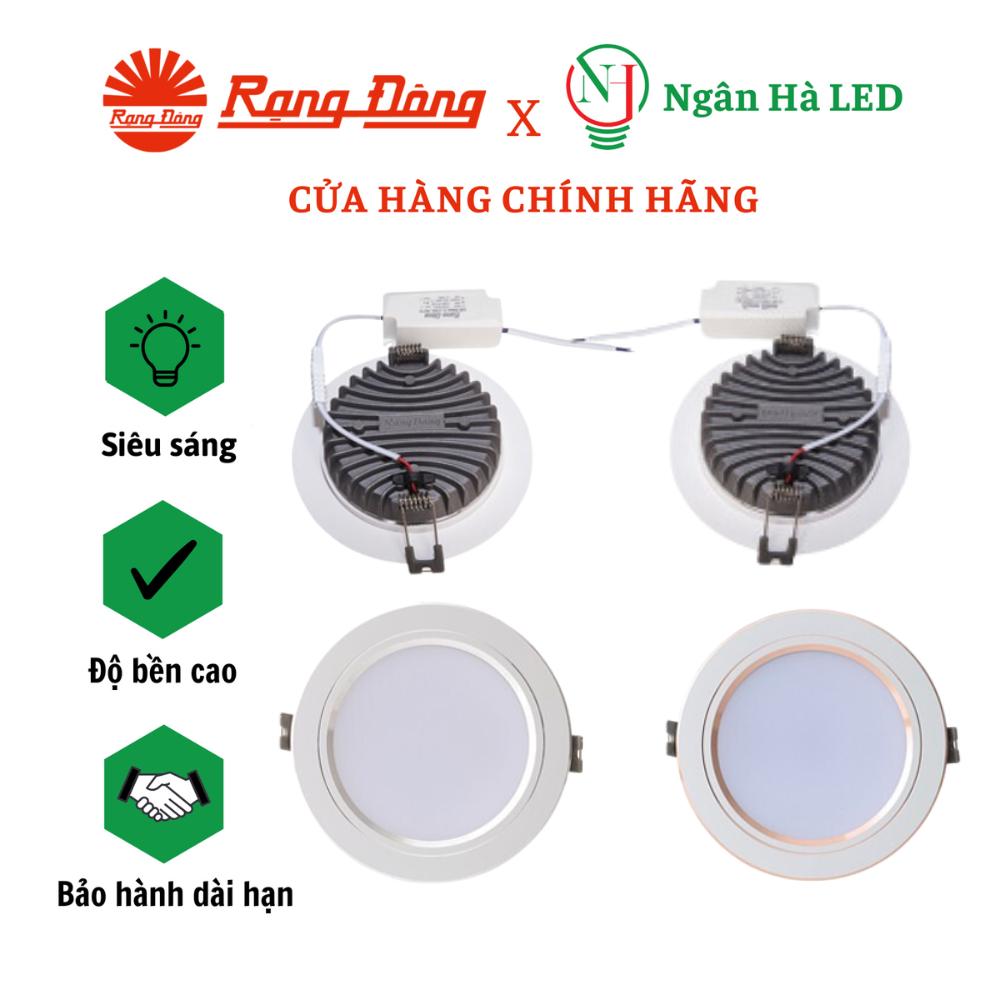 Đèn LED âm trần downlight Rạng Đông khoét trần Viền Bạc, Viền Vàng Dòng AT10L 90/7W - Bạc