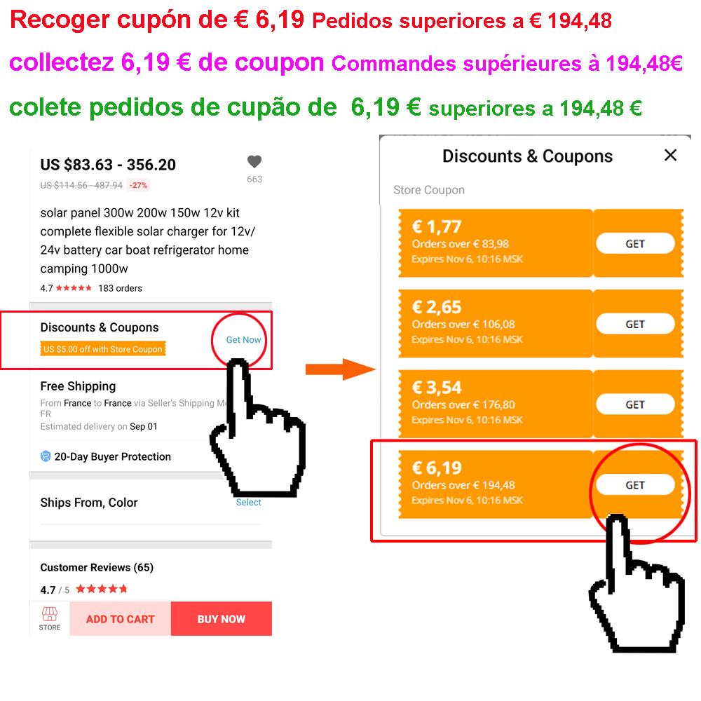 Bảng điều khiển năng lượng mặt trời linh hoạt 12 v 600w bộ pin mặt trời đơn tinh thể hoàn chỉnh cho người cắm trại trên xe ô tô gia đình 1000w 110v 220v không thấm nước Màu sắc: 150w