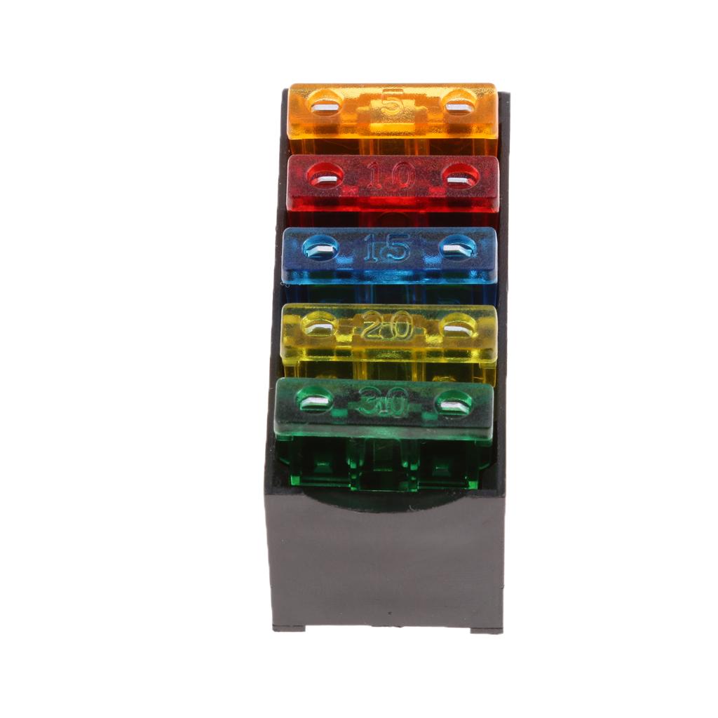 Car 5 Way Blade Fuse Box Holder Distribution Block Fusebox With ATC Fuses