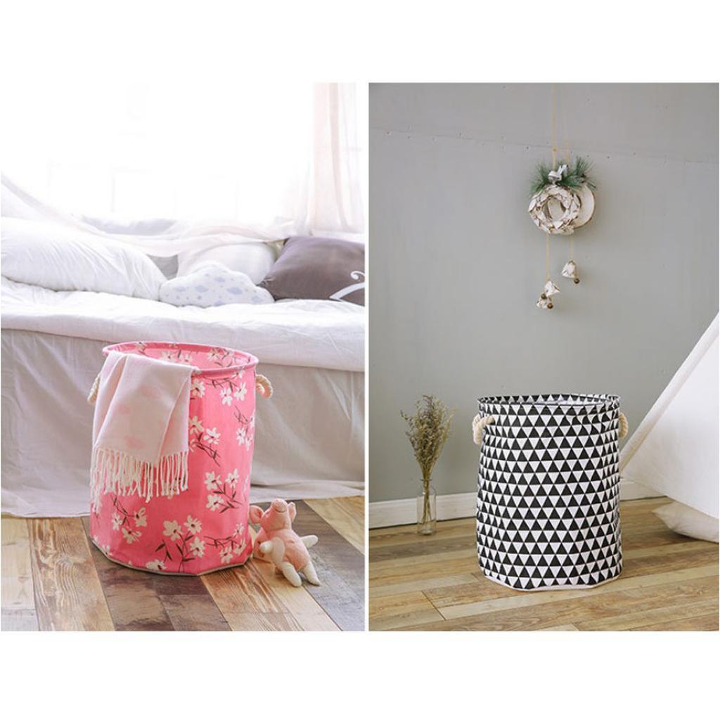Linen Cotton Laundry Basket Clothes Storage Hamper Toy Bucket Organizer