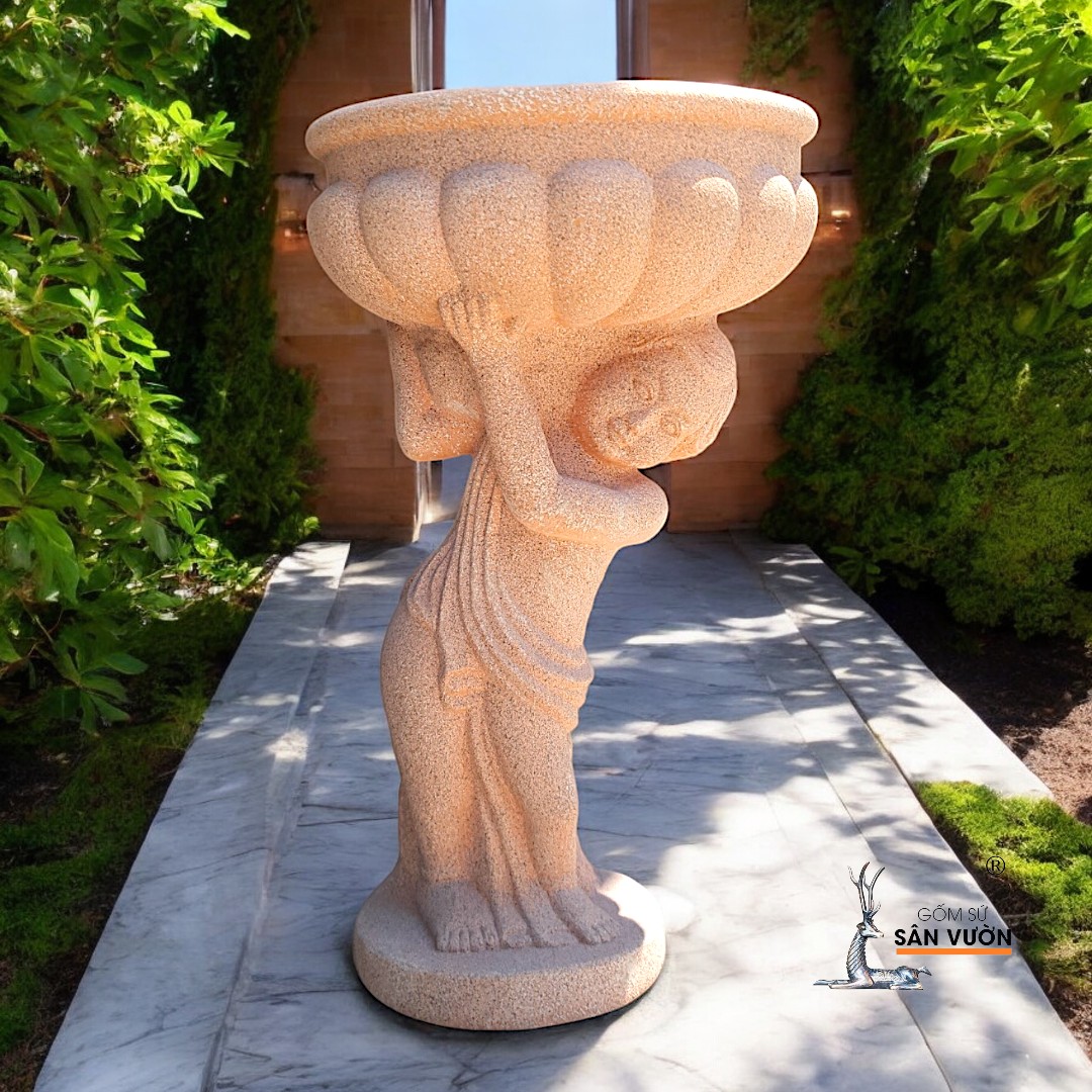 Tượng Cậu Bé Vác Bình Tiểu Cảnh Fountains 40x40x72cm - Tượng Decor
