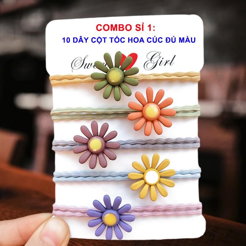 Combo 100 Dây Thun Cột Tóc Đính Nhiều Loại Hình Xinh Đẹp Dễ Thương Style Hàn Quốc