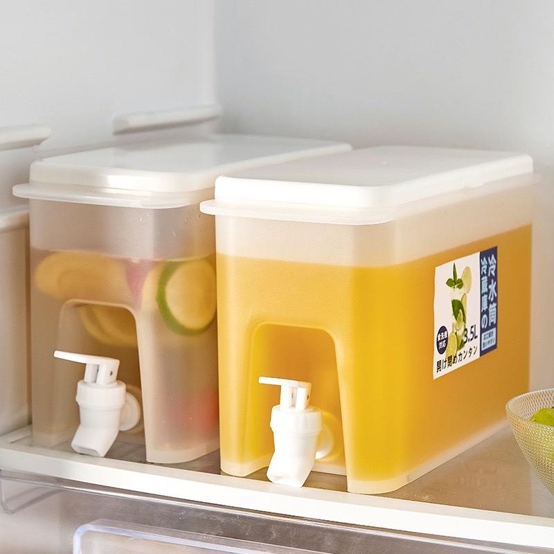 Bình đựng nước 3,5l có vòi để tủ lạnh đựng nước trà n,detox ,nước trái cây tiện dụng và cao cấp ,chịu nhiệt